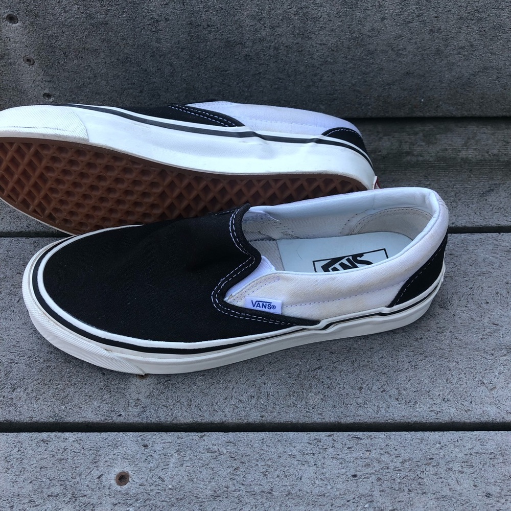 Black and White Slip On Vans
